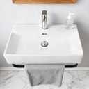 24"x14" Floating Bathroom Sink with Towel Rack, Wall Mount Rectangular Vessel Sink with Overflow, Modern Ceramic Vanity Sinks for Restroom, Rv