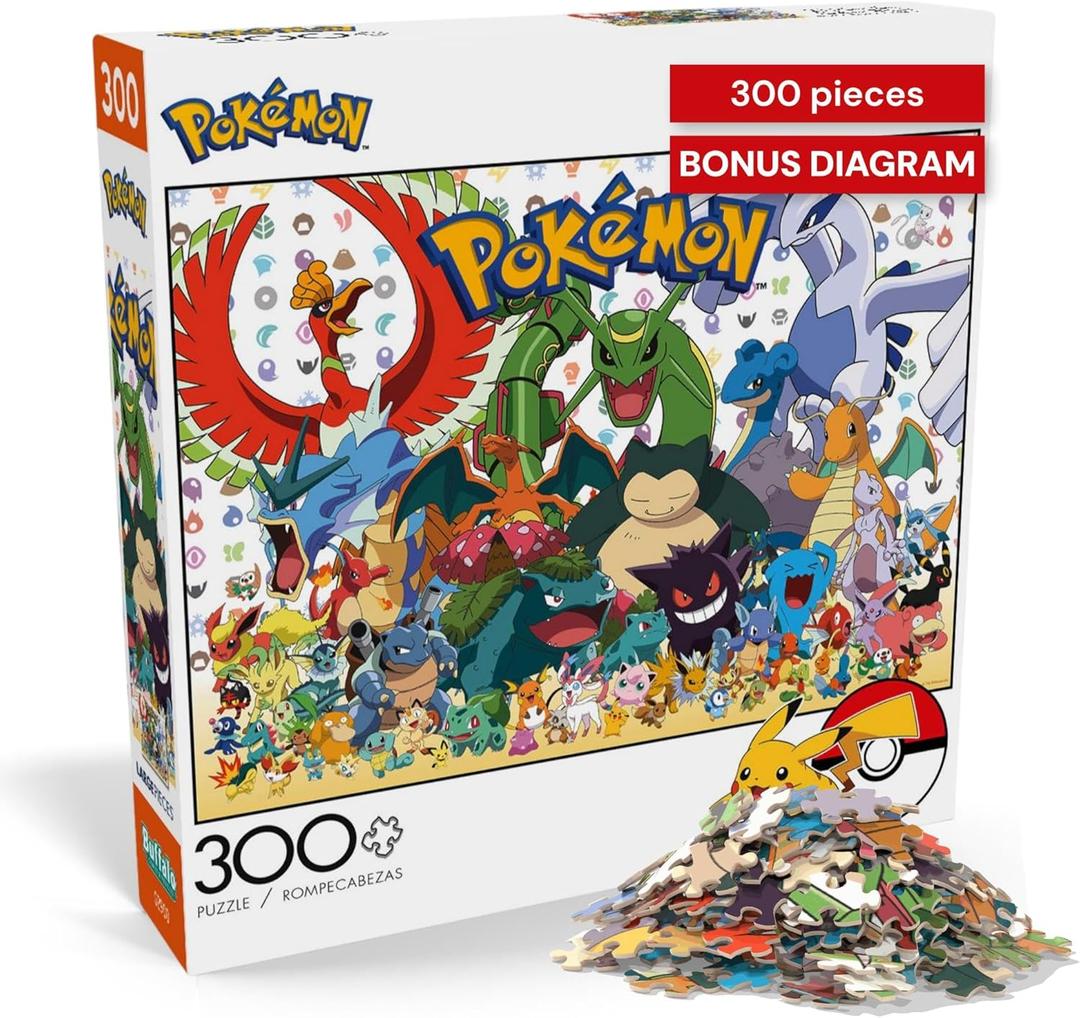 Buffalo Games - Pokmon - Fan Favorites - 300 Piece Jigsaw Puzzle for Adults - Vibrant Jigsaw Puzzles with Oversized Pieces - Finished Size 21.25 x 15.00