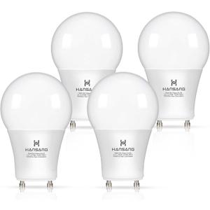 GU24 LED Light Bulb, 2700K Warm White, 60W Equivalent, 900 Lumens CRI 85+, 2 Prong GU24 Light Bulbs A19 Shape, 9W LED Twist and Lock Pin Base with Two Prongs for CFL Replacement, Non-Dimmable 4 Pack