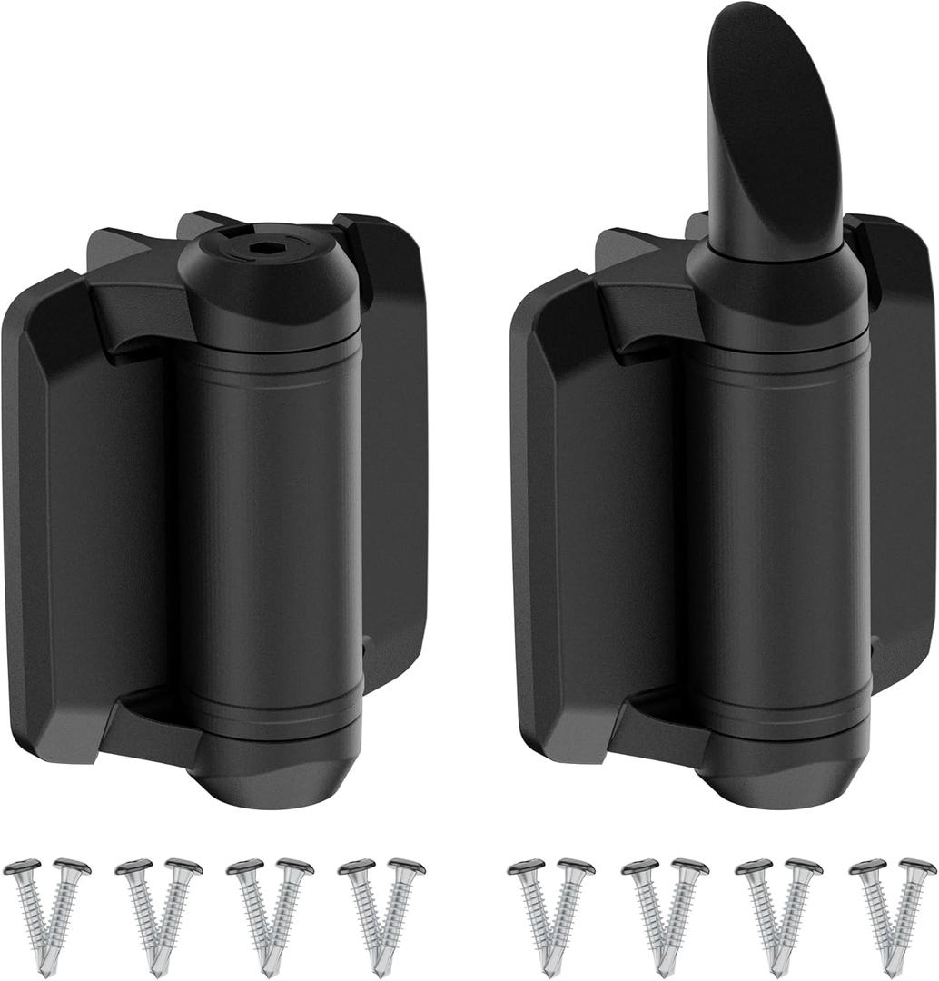 Adjustable Self Closing Gate Hinges, Heavy Duty Gate Hinges Pool Safety Hinge with Safety Cap, Tension Spring Door Hinges, Fence Hinges for Outdoor Gates, Metal Gate,Vinyl Gates, 2 Pack