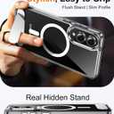 Temdan Magnetic for Samsung Galaxy S25 Edge Case Clear, [Innovate Stand][Military Grade Drop Protection][Non Slip][[Anti- Yellow] Shockproof Phone Case for Galaxy S25 Edge 2025 -Clear