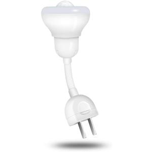 Plug in Motion Sensor Rotating Night Light LED Flexible Gooseneck,360 Directional,Auto On/Off Dusk to Dawn Light Sensor Night Light 3W 6500K Daylight Night lamp for Hallway, Stairway 2 Pack