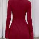 PRETTYGARDEN Womens Fall Long Sleeve Mini Dress 2025 Trendy Boat Neck Bodycon Knit Elegant Short Party Formal Dresses (Red, XXL)