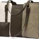 LOVEVOOK Laptop Bag for Women - Waterproof Work Bag for Women & Vintage Laptop Tote Purse with Wristlet (15.6 inch, Olive Green)