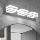 Bathroom Crystal Vanity Light Fixtures, Modern LED Vanity Light for Bathroom, 3 Lights Crystal Mirror Front Lamp, 6000K Cool White, 18W, Dia 22 Inch ETL Listed, 3 Light Cold White Dimmable