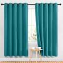 NICETOWN Room Darkening Window Curtains for Sliding Door - Thermal Insulated Solid Grommet Light & Sound Blocking Blackout Drapes for Bedroom/Living Room (Peacock Teal, 2 Panels, W66 x L72)