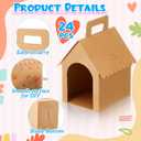 ShinyRelief 24 Pcs Dog Party Favors Boxes Dog House Shaped Treat Gift Boxes with Holes Foldable with Handle for Adopt a Puppy Party Favors Kid DIY Crafting Birthday (Kraft Paper Style)