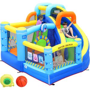 Doctor Dolphin Inflatable Bounce House for Kids, Indoor Bouncy House, Inflatable Bouncy Castle, Kids Bounce House with Slide, Jump House Outdoor for Party Gift Backyard