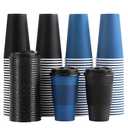 SIUQ 100 Pack 16 oz Disposable Coffee Cups with Lids and Sleeves, To Go Paper Cups, Hot & Cold Drinking Cups for Tea, Coffee, Water, Hot Chocolate, Paper Coffee Cups Ideal for Home,Cafes,Store