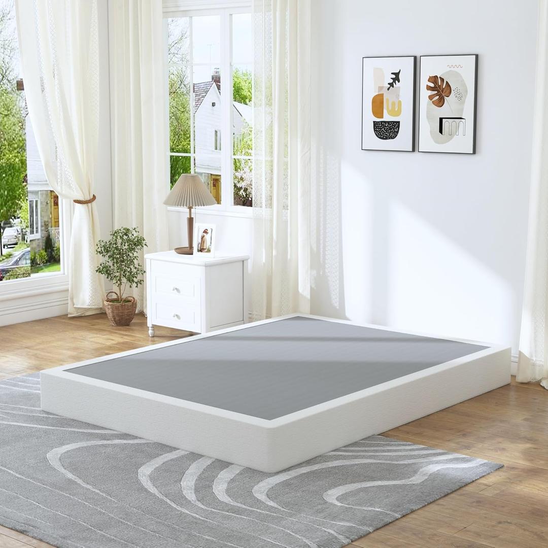Full Box Spring - 7 Inch High Profile Box Spring for Full Bed, Sturdy Metal Frame Mattress Foundation, Easy Assembly, Quiet & Noise-Free