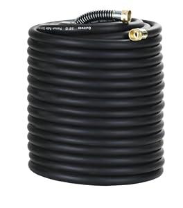 Guitrees 250FT 5/8 Heavy Duty Rubber Garden Hose - 300psi Working, 1000psi Burst - Hot/Cold Water - Five-Layered Braiding for Durability - Versatile for Gardening, Agriculture, Construction(Black)