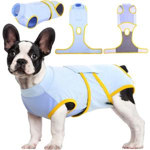 Kuoser Recovery Suit for Dogs Cats After Surgery, Professional Pet Recovery Shirt Dog Abdominal Wounds Bandages, Substitute E-Collar & Cone,Prevent Licking Dog Onesies Pet Surgery Recovery Suit (S (Back:11.4-13.4'', Weight:7-15 LB))