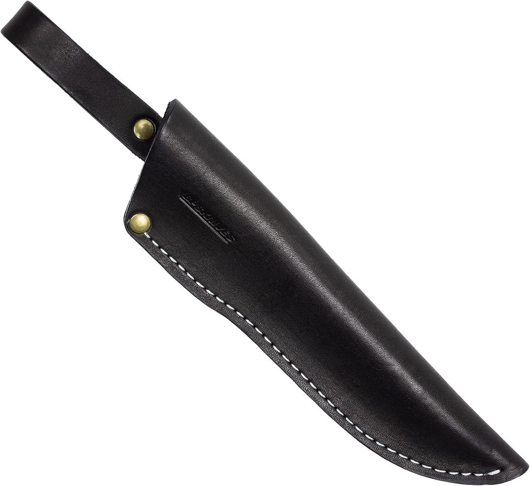 BPS Knives - Belt Knife Sheath - Black Leather Sheath for Mora Garberg - Sheath with Belt Loop for Vertical Carry of Fixed Blade Knife - Free Suspension Leather Case