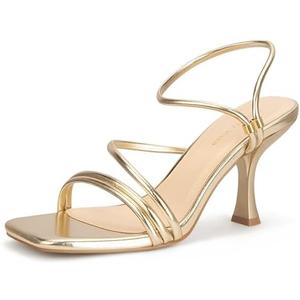 Viciously Vixen Women's Strappy Kitten Heels Square Open Toe Sandals Party Wedding Ankle Strap Shoes Size 6