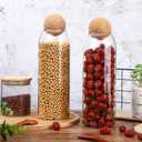 2 Piece Cork Glass Jars with Cork Lid Storage Jar Container with Ball Round Bottles Canisters with Airtight Seal Wooden Lid(1300 ML)