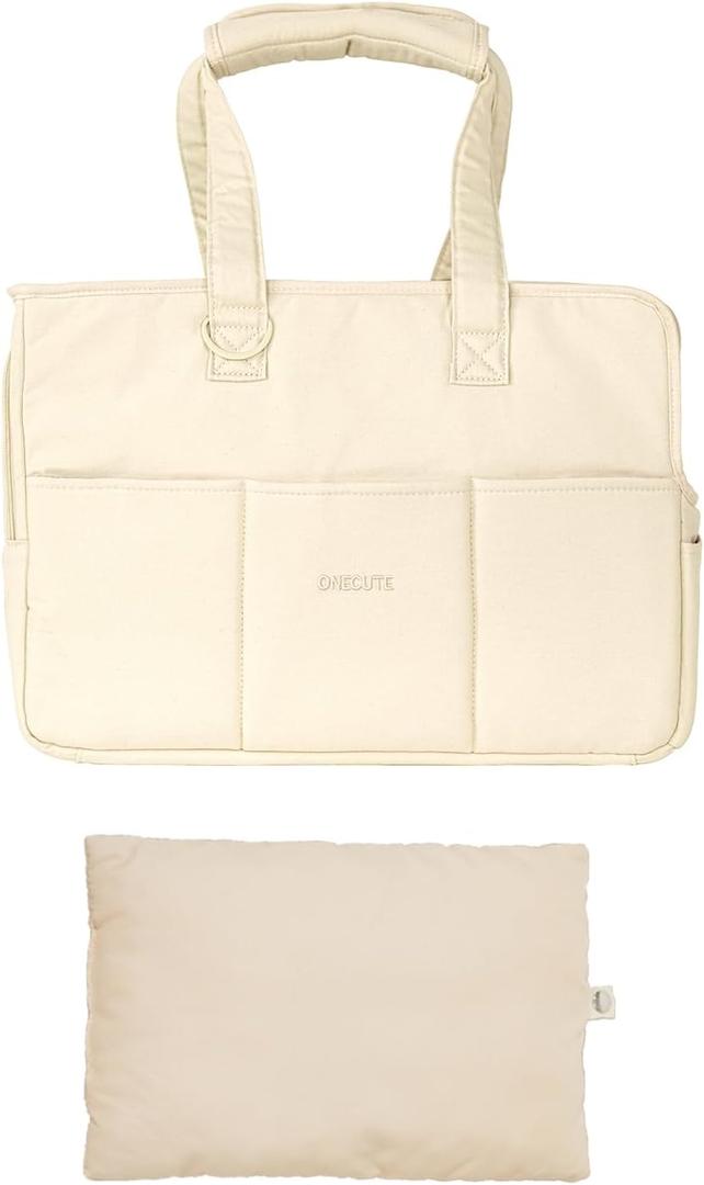 Pet Carrier for Small Dogs Cats Rabbits with Pillow, Soft-Sided Collapsible Travel Bag, Extra Comfort for Pets, Large Pockets (Beige, 17" L x 7.5" W x 12" H)