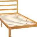 Amazon Basics Twin Bed Frame with Headboard, Solid Pine Wood with Bed Slats, Twin, Walnut