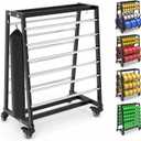 Heavy-Duty 12-Rod Wire Spool Rack, Adjustable Cable Caddy & Dispenser with Locking Casters, Includes Steel Pipe Storage Bag & 8 Hooks for Electrical and Industrial Use