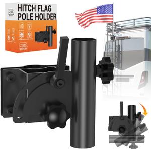 Adjustable RV Flag Pole Mount, Heavy-Duty RV Flag Holder for 1"–1.5" RV Ladders, Fits 1"–1.25" Flagpoles, Vertical & Horizontal Installation, Durable Camper Flag Mount