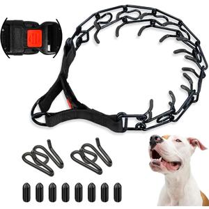 Supet Dog Prong Collar, Adjustable Pinch Training Collar with Quick Release Buckle for Small Medium Large Dogs(Packed with One Extra Links) (Black)