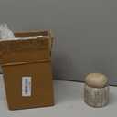 Creative Co-Op Modern Marble Canister with Wood Lid, Natural (3" Round x 3-1/4"H, Beige)