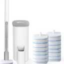 oshang Disposable Toilet Brush - Toilet Bowl Cleaner, Toilet Cleaning Supplies, Toilet Brush with Holder, 14 Refills for Deep Cleaning and Hygienic Bathroom Maintenance