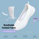 Women's Knit Slip On Walking Shoes - Comfort Ballet Flats with Rubber Sole & Arch Support (White)