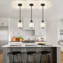 2 Pack Black Pendant Lights Kitchen Island, Modern Crystal Kitchen Pendant Lighting Over Island Dining Room Light Fixtures Adjustable Hanging Pendant Light for Bathroom Hallway Entryway Foyer Bedroom