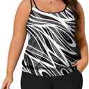 Summer Mae Blouson Plus Size Women's Tankini Swimsuits Tummy Control Modest 2025 Two Piece with Sporty Pockets Bathing Suits , Size 20W