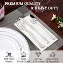 FOCUSLINE 600 Ct Silver Dinnerware Set for 100 Guests - Silver Rimmed Disposable Plastic Plates, Includes 100 Dinner & Salad Plates, Cups, Cutlery Set for Wedding Parties