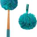 AmazerBath Shower Sponge Loofah Back Scrubber, PE Soft Mesh Loofah Body Scrubber with Long Wooden Handle, Bath Sponge for Men Women (Green)