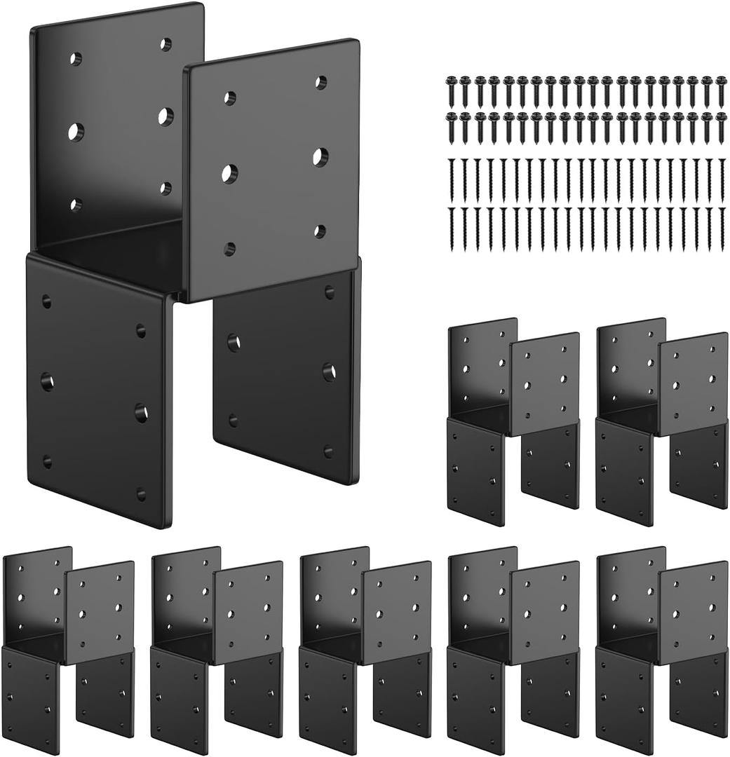 8 Pack 4x4 Heavy-Duty Post Caps Tie Bracket(Actual 3.5"x3.5"), High-Carbon Steel Wood Beam Support, Beam-Hanging Fixtures,Steel Post Anchor Connector, for Gazebo, Deck & Porch Post to Beam(Black)