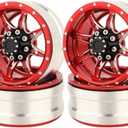 1.9 inch Metal Beadlock Wheel Rims Hubs for Axial SCX10 I II III 90046 SCX10 PRO Capra TRX4 RC4WD D90 1/10 RC Rock Car Crawler Upgrade Part (red)