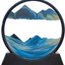 3D Dynamic Sand Art Liquid Motion, Moving Sand Art Picture Round Glass 3D Deep Sea Sandscape in Motion Display Flowing Sand Frame Relaxing Desktop Home Office Work Decor (7, Blue)