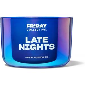 Friday Collective Late Nights Candle, Floral Scented, Made with Essential Oils, 3 Wicks, 13.5 oz