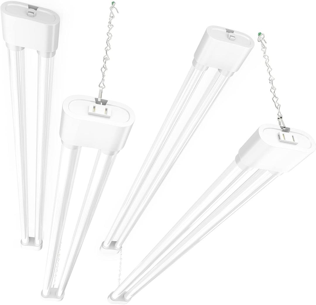 Ensenior 2 Pack Linkable Led Shop Light 4ft for Garage, 4400 High Lumens, 36W Equivalent 280W, 5000K Daylight, 48 Inch Utility Surface or Hanging Mount Fixtures, White, ETL Certified