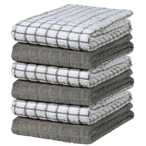 Bumble Kitchen Towels | 100% Cotton Dish Towels with Hanging Loop | 16"x 28" | 380GSM | Absorbent Kitchen Towel Set | 4 Pack, Gray