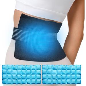 Koonie 2 Extra Large Ice Pack for Back Pain Relief with Extension Strap, Cold and Hot Packs for Injuries, Reusable Lower Back Ice Pack Wrap for Lumbar Surgery, Sciatica, Herniated Disc, Coccyx Pain