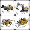 2.4GHz Remote Control Construction Vehicles Set, RC Excavator Dump Truck Loader Bulldozer with Lights and Sound Effects
