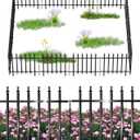12-Panel Wrought Iron Garden Fence, 24in H x 24ft L, Thickened Hollow Iron Tubes, Multi-Purpose Metal Fence for Dogs, Gardens & Patio