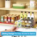 BOIVSHI Spice Rack Organizer for Cabinet, Heavy Duty Pull Out Spice Rack, Metal 1 Tier Spice Organizer for Cabinet, Kitchen, Pantry, Chrome, 8.5W x 10.5D x 2.3H