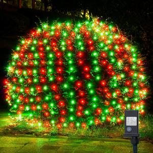WBao Christmas Lights Outdoor 200LED 8.4ft x 5.2ft Christmas Net Lights with 8 Modes, Timer, End to End Connectable, Waterproof for Lawn, Bushes, Trees Outdoor Xmas Decorations, Red Green