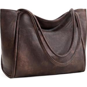 GAEKEAO Tote Bag for Women Work with Zipper Vegan Leather Ladies Travel Shoulder Bags Purses and Handbags Casual Weekender (A05 Dark Coffee)