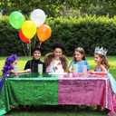 2 Pcs Pink and Green Tablecloth, 54" X 108" Glitter Sequin Tablecloth, Party Decorations for Theme Birthday Supplies