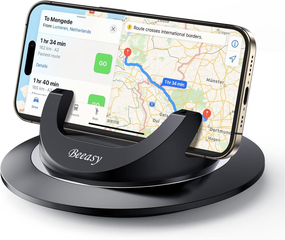 Beeasy Dashboard Cell Phone Holder for Your Car, Car Phone Holder with 360Rotatable Silicone Non-Slip, Universal Car Phone Mount for iPhone 17/16/15/14,Samsung, Google Pixel, All Smartphones and GPS (Silver Black)