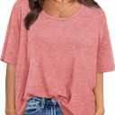XIEERDUO Oversized T Shirts for Women Summer Short Sleeve Tops Loose Scook Neck (XX-Large, Coral)