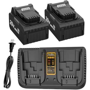 Bakipante 2 Packs 6.5Ah DCB200 Batterry and Charger Set Replacement for Dewalt 20V Max DCB200 DCB204 DCB206 DCB203, Compatible with Dewalt 20 Volt DCD DCF DCG Cordless Power Tools