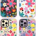 for iPhone 14 Pro Case, Whimsical Floral Collage Pattern, Military-Grade Drop Protection, Cute Soft Slim TPU Protective Cover with Camera Lens Protection for Women & Girls