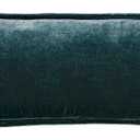 HiEnd Accents Stella Faux Silk Velvet Lumbar Pillow, 14x42 inch, Storm Blue, Romantic Western Modern Traditional Style Luxury Bedding, Decorative Throw Pillow