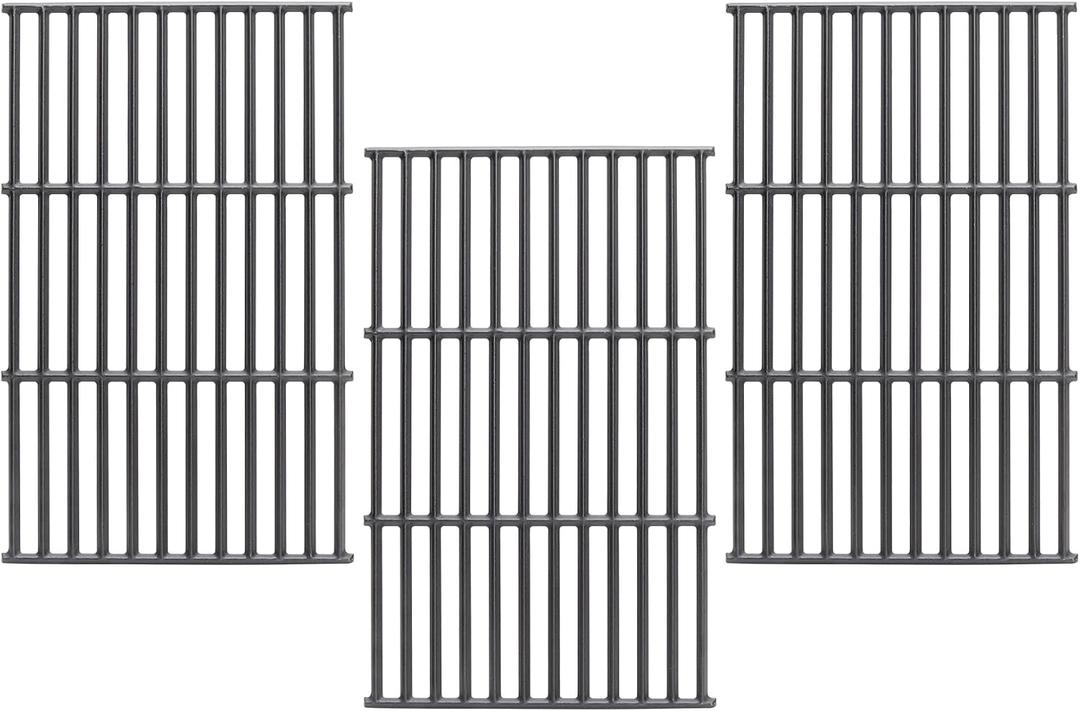 SafBbcue 19.7" Grill Grates for Char-Griller 1733 2735 Smokin' Champ Charcoal Grill Replacement Parts Chargriller 1624 1722 Replacement Parts Cast Iron Grates 3-Pack